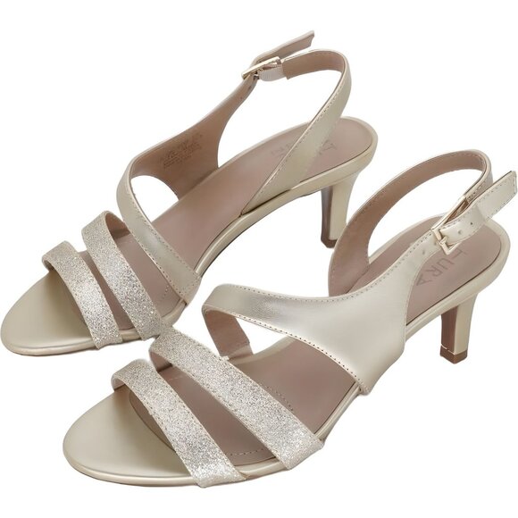 Naturalizer Womens Taimi Mid Heel Slingback Dress Sandals, Gold Glitter, 7M US - Picture 2 of 6